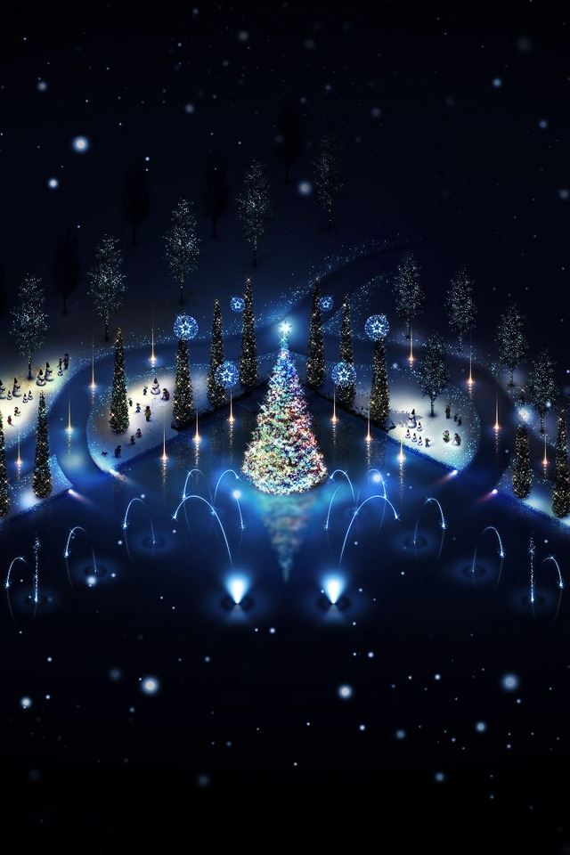 640x960 Lovely Christmas Ttrees Lighting -  iPhone 4s Wallpaper