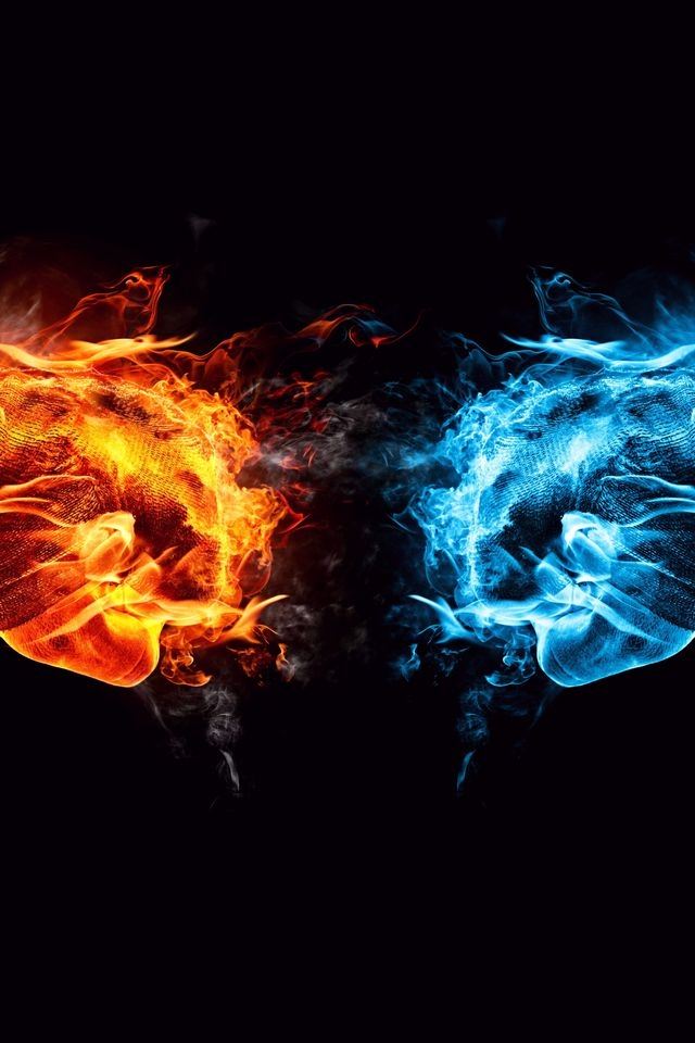 640x960 Fire And Ice Conflict - orange iPhone 4s Wallpaper