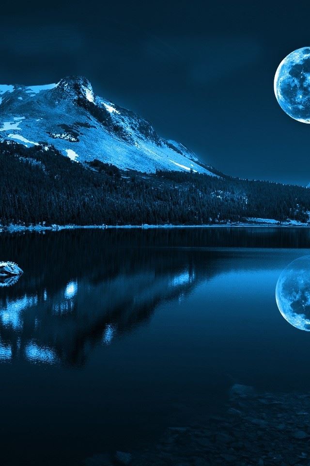 640x960 Full Moon - mountain iPhone 4s Wallpaper