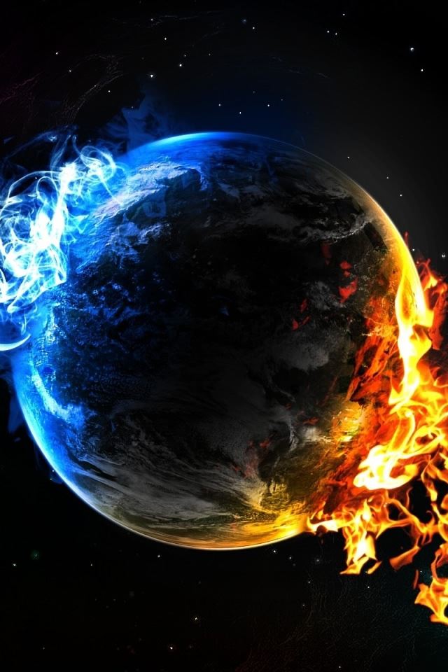 640x960 Water Fire Elements - orange iPhone 4s Wallpaper