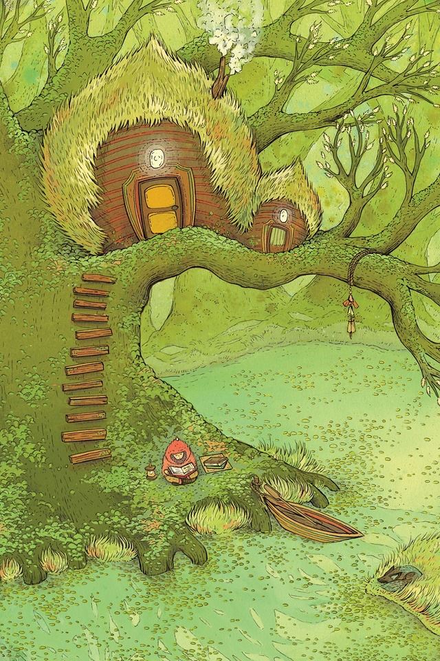640x960 The Tree Huts - original iPhone 4s Wallpaper