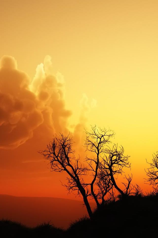 640x960 Nightfall 3 - tree iPhone 4s Wallpaper