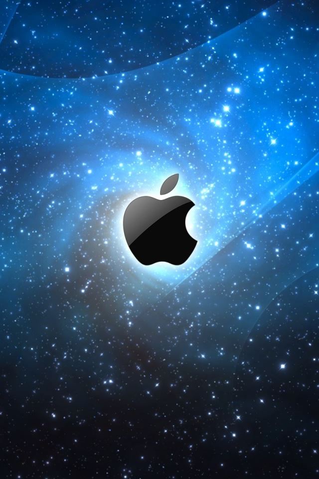 640x960 Apple Galaxy Blue - logo iPhone 4s Wallpaper