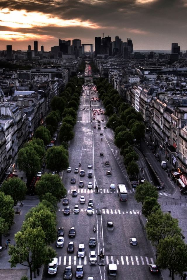 640x960 Paris Aerial View From Triumphal Arch In Louvre Direction - paris iPhone 4s Wallpaper