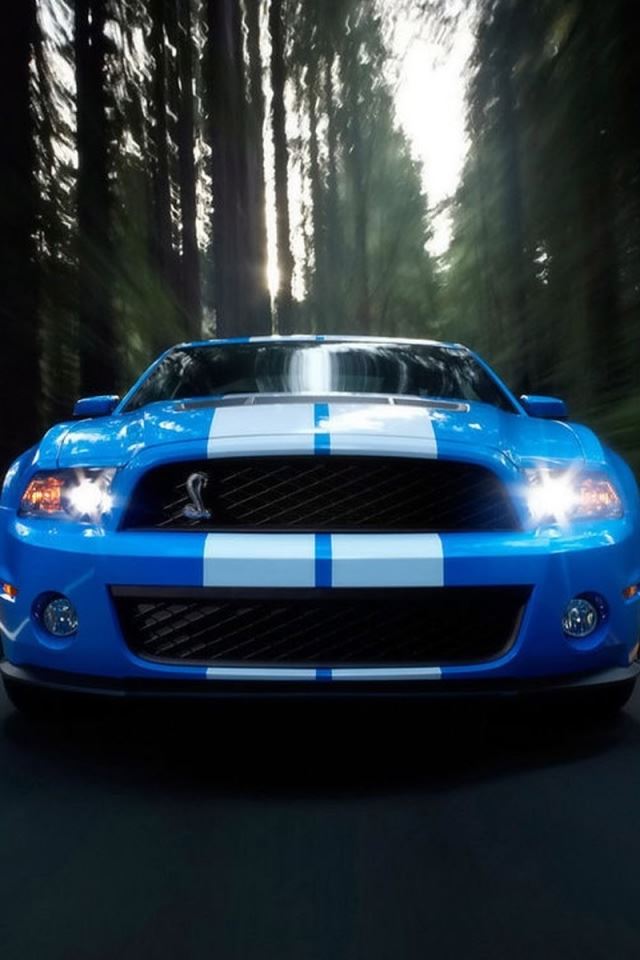 Ford Shelby Blue iPhone 4s wallpaper 