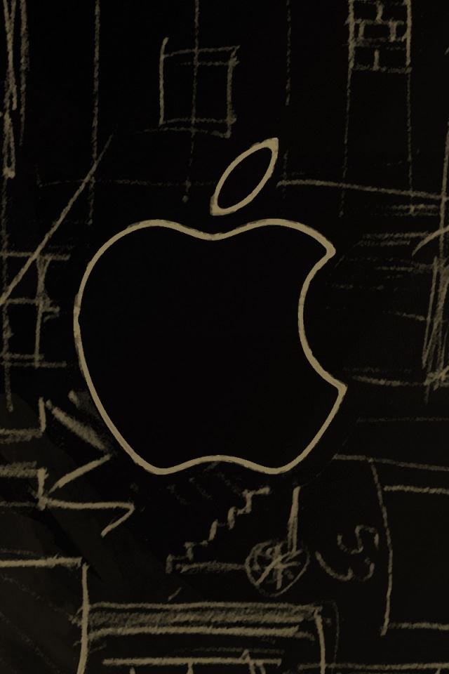 640x960 Apple Logo Sketch - sketch iPhone 4s Wallpaper