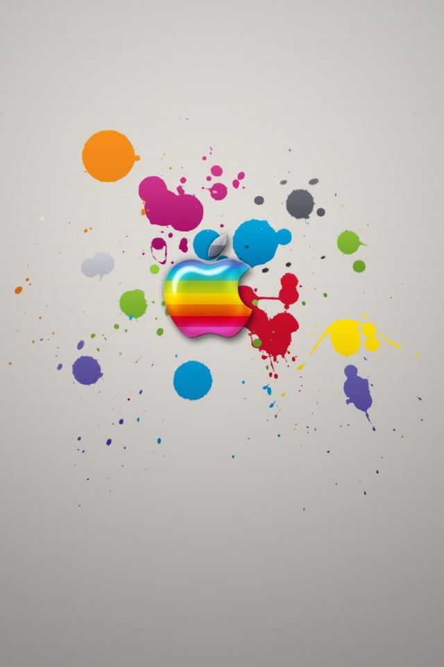 Glossy Apple Colorful Splash iPhone 4s Wallpapers Free Download