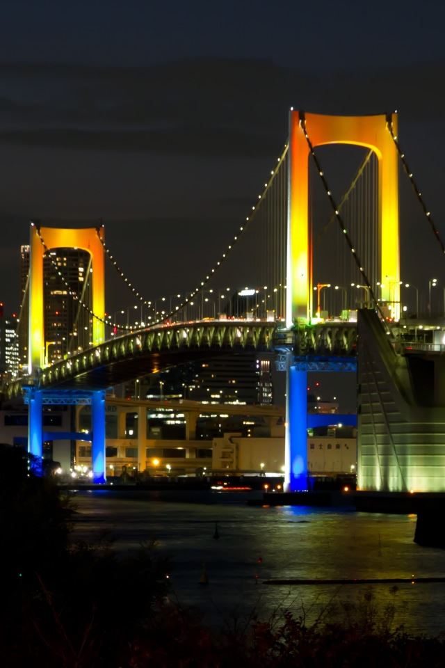 640x960 Tokyo Rainbow Bridge - plant iPhone 4s Wallpaper