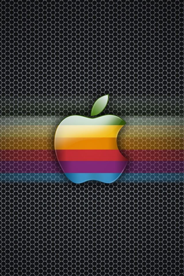 640x960 Exagon Rainbow Apple - colorful iPhone 4s Wallpaper