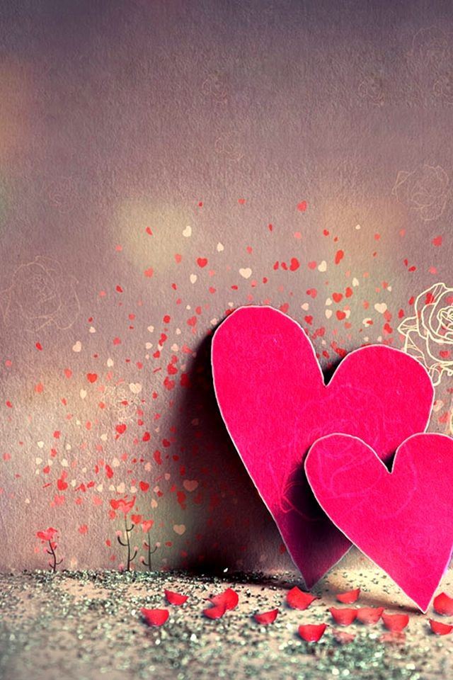 640x960 Rely on the double heart - brown iPhone 4s Wallpaper