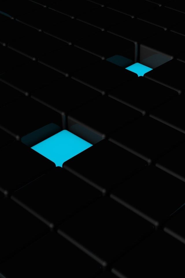 640x960 Black And Teal Cubes - cubes iPhone 4s Wallpaper