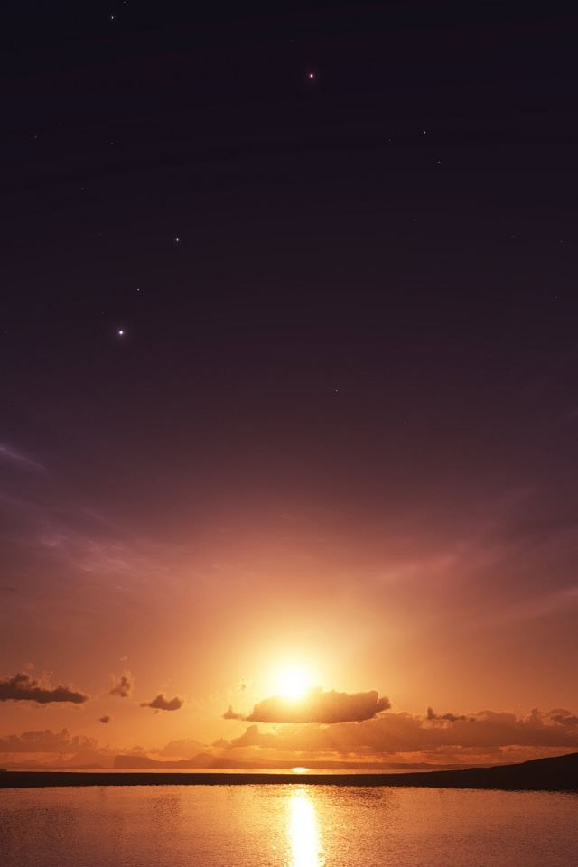640x960 Sea Sunset - sun iPhone 4s Wallpaper