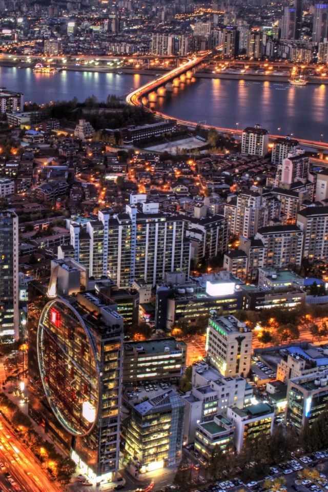 Seoul At Night South Korea iPhone 4s Wallpapers Free Download