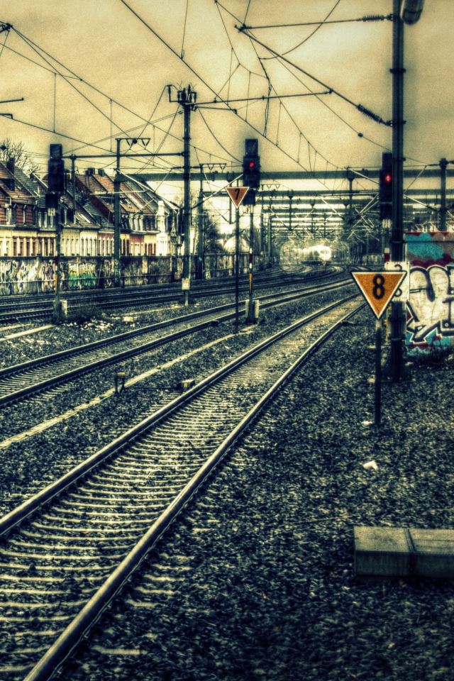 640x960 Train Station Hdr - railway iPhone 4s Wallpaper