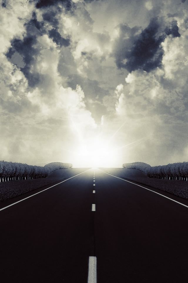 640x960 Dark Road 2 - sun iPhone 4s Wallpaper