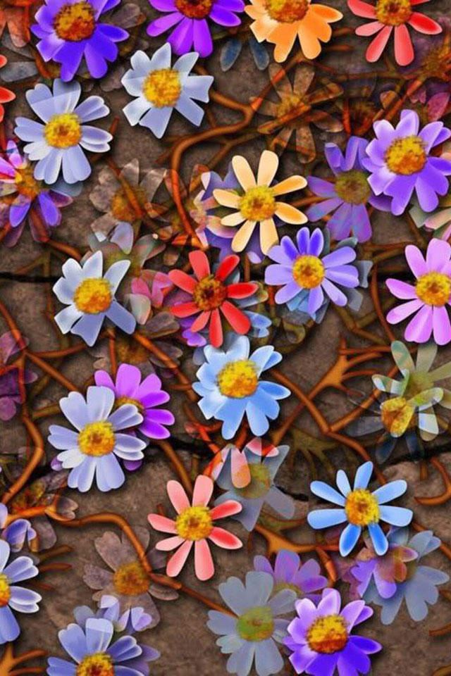 640x960 Color daisies - purple iPhone 4s Wallpaper