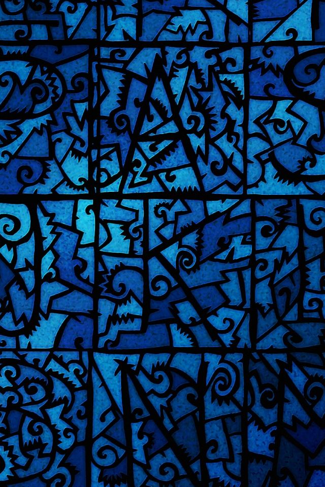 Blue Stained Glass iPhone 4s Wallpapers Free Download