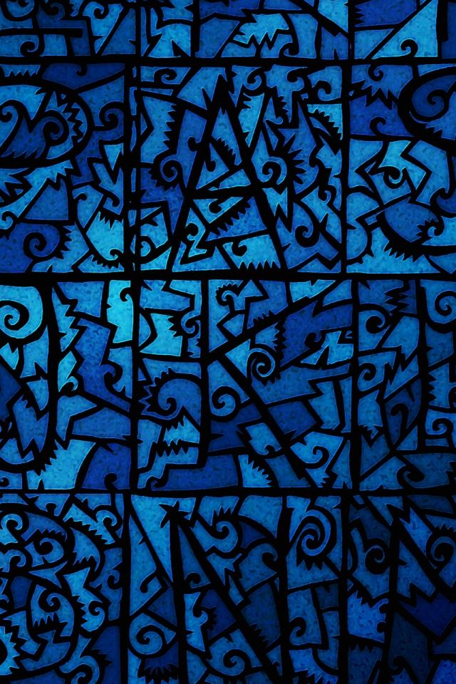 640x960 Blue Stained Glass - letter iPhone 4s Wallpaper