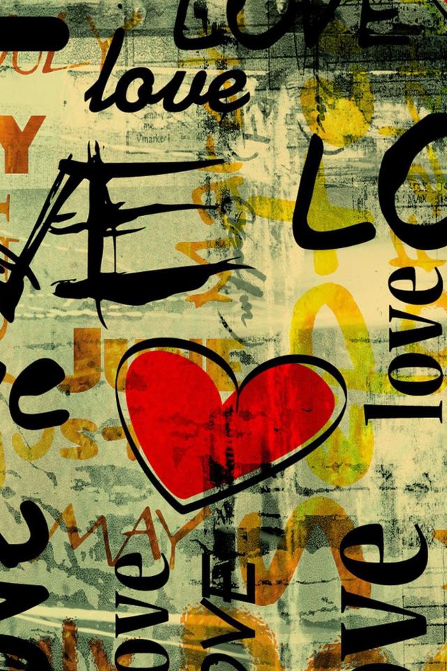 640x960 Love Written In Graffiti -  iPhone 4s Wallpaper