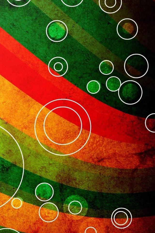 640x960 Circle Outlines On Grungy Waves - green iPhone 4s Wallpaper