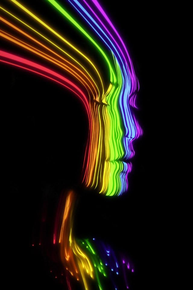640x960 Face Shaped Rainbow Lines - face iPhone 4s Wallpaper