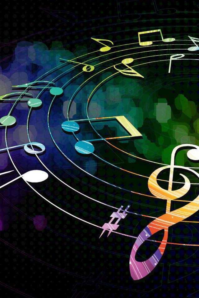 640x960 Colorful Musical Notes - circle iPhone 4s Wallpaper