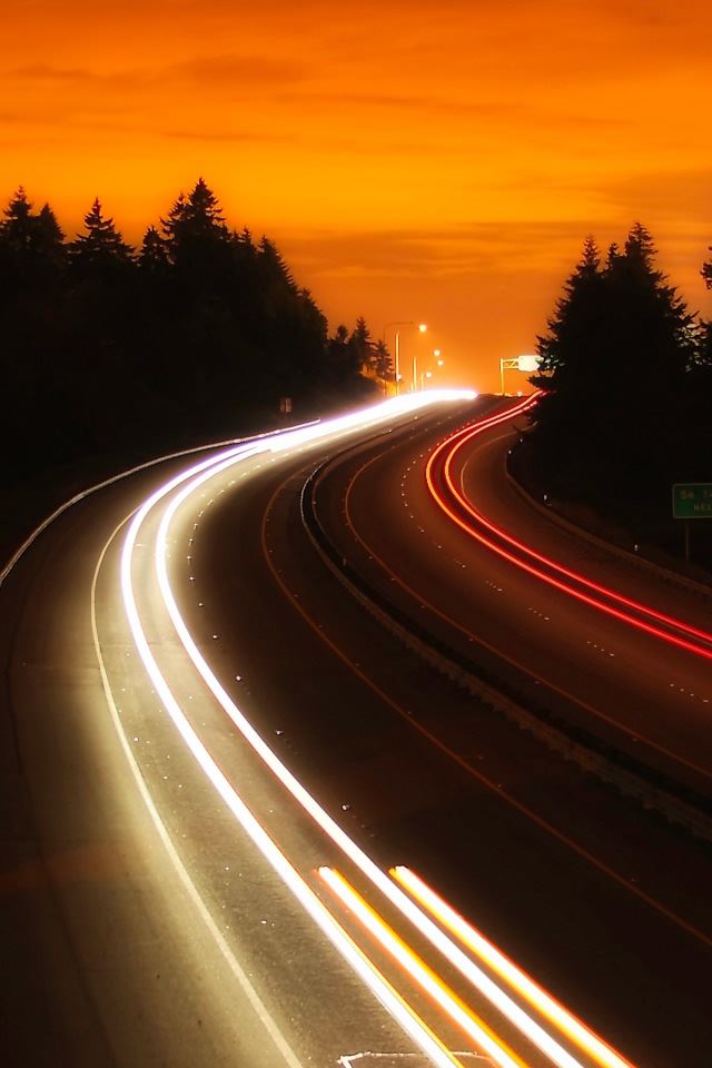 640x960 Interstate Highway - tree iPhone 4s Wallpaper