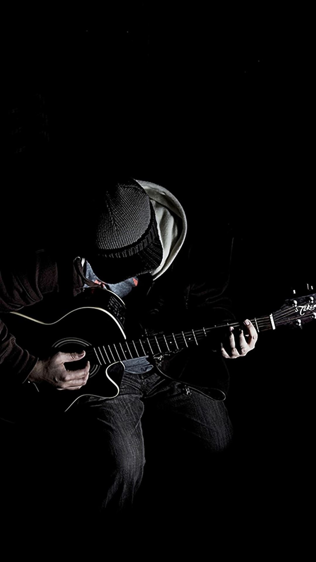 Out Of Dark Guitar Player Music iPhone Wallpapers Free Download