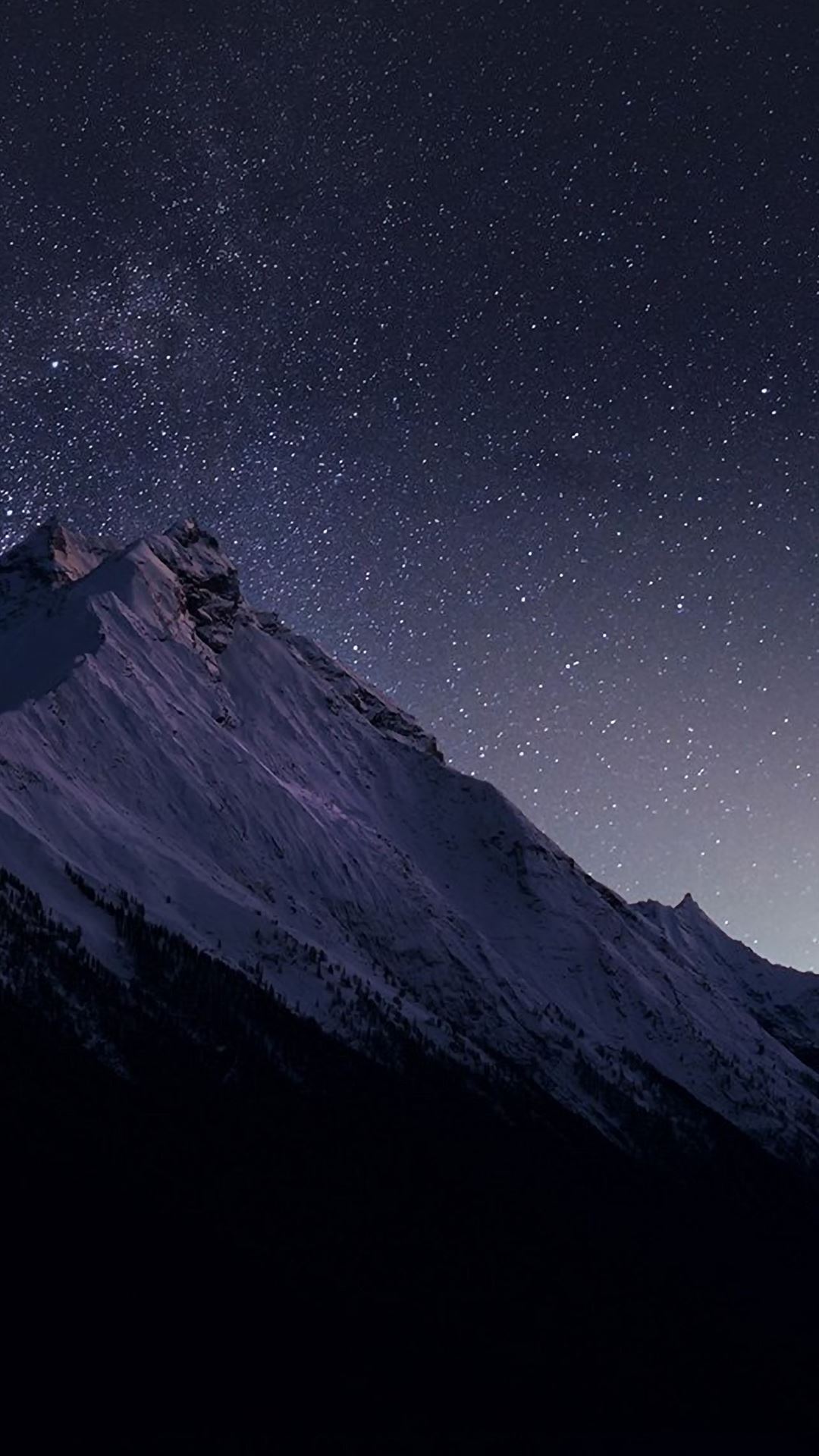 Mountain Night Snow Dark Star iPhone Wallpapers Free Download