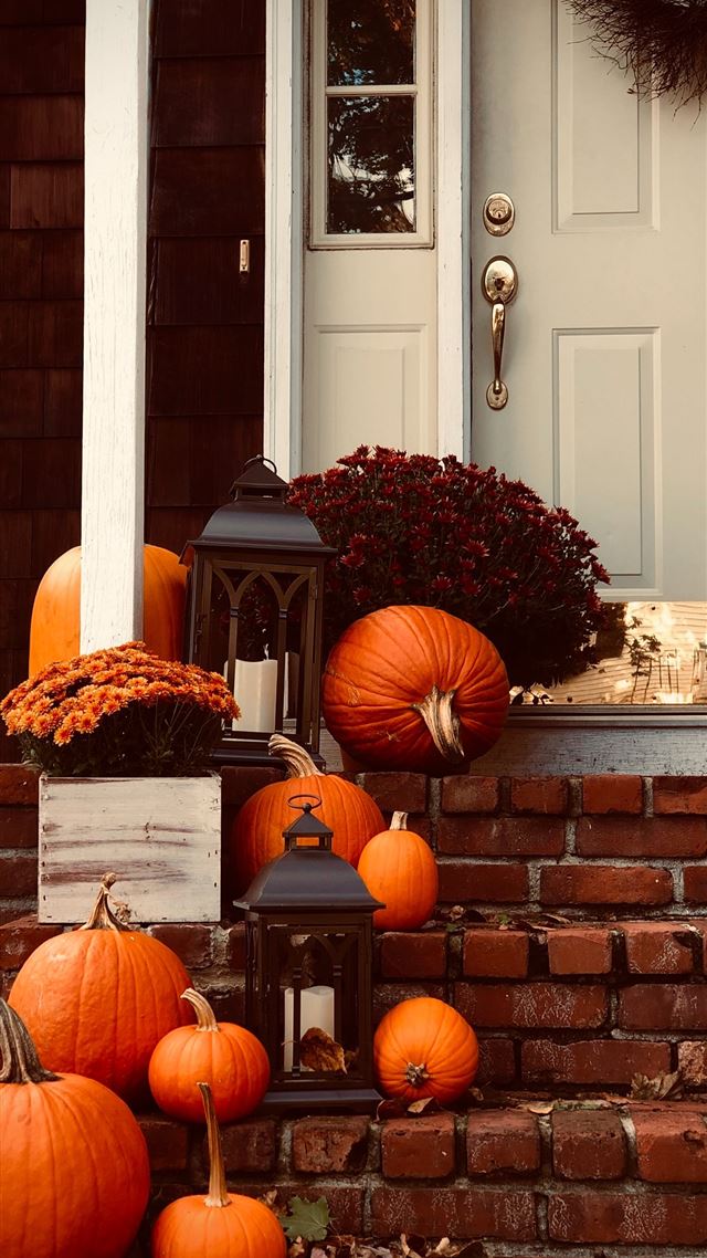 1080x1920 pumpkins on stairs - thanksgiving iPhone 8 Wallpaper