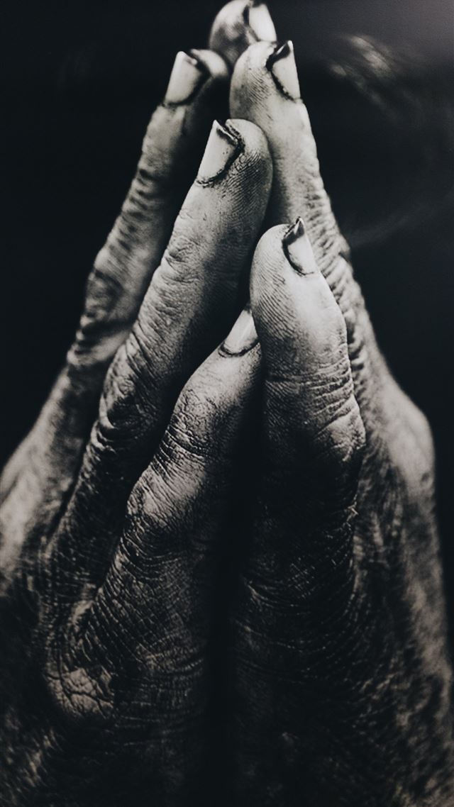 1080x1920 grayscale photography of praying hands - black iPhone 8 Wallpaper