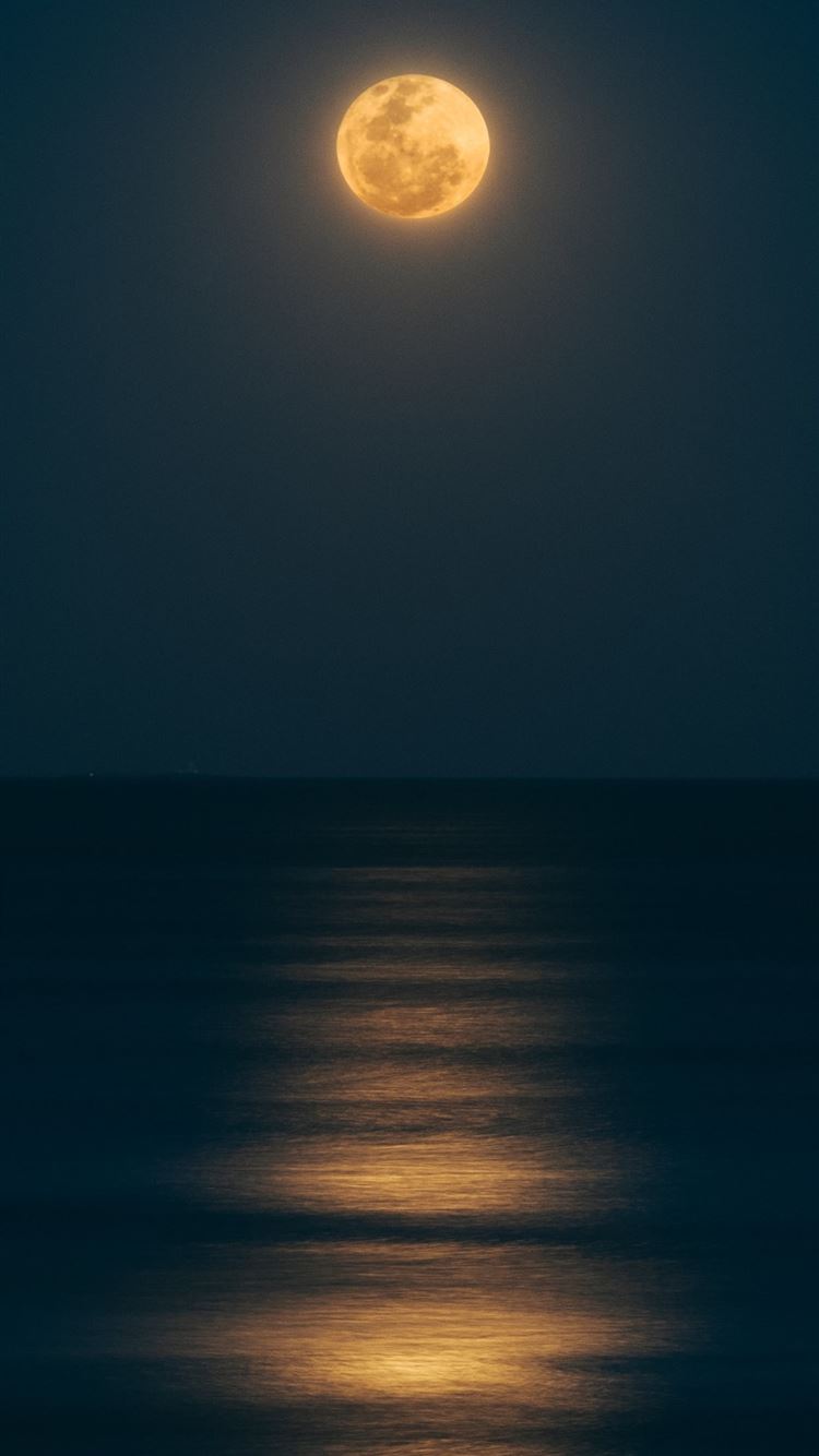 sea under full moon iPhone 8 wallpaper 