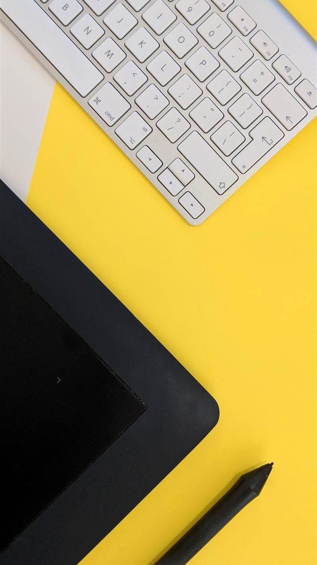 1080x1920 gray Apple wireless keyboard beside black tablet c... - yellow iPhone 8 Wallpaper