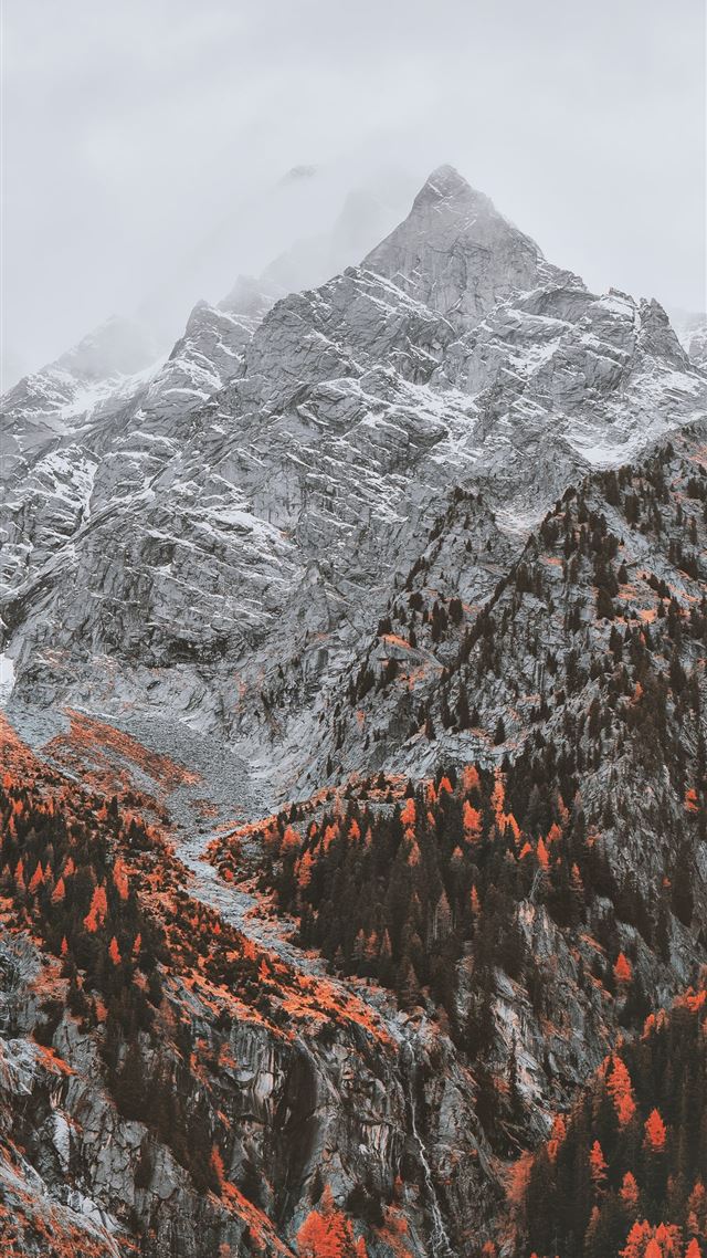 1080x1920 gray mountain under white sky - italy iPhone 8 Wallpaper