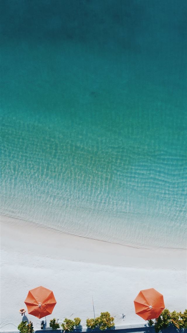 1080x1920 aerial photography of four orange patio umbrellas ... - water iPhone 8 Wallpaper