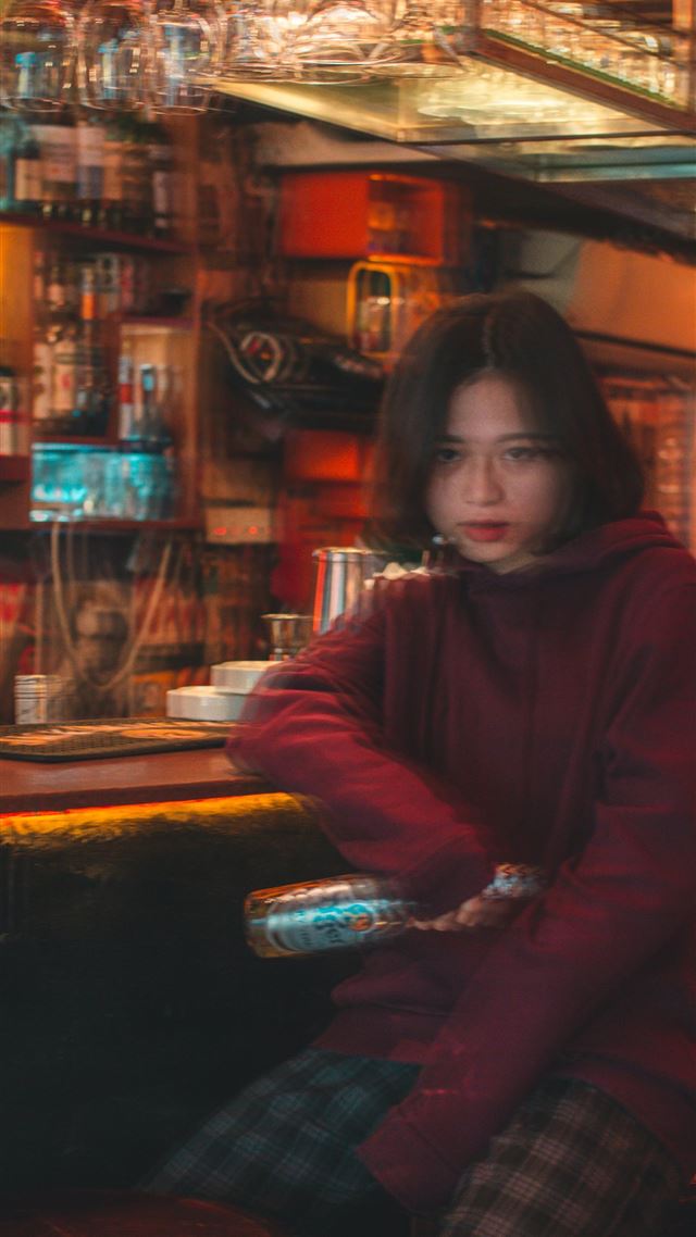 1080x1920 women's red pullover hoodie - abstract iPhone 8 Wallpaper