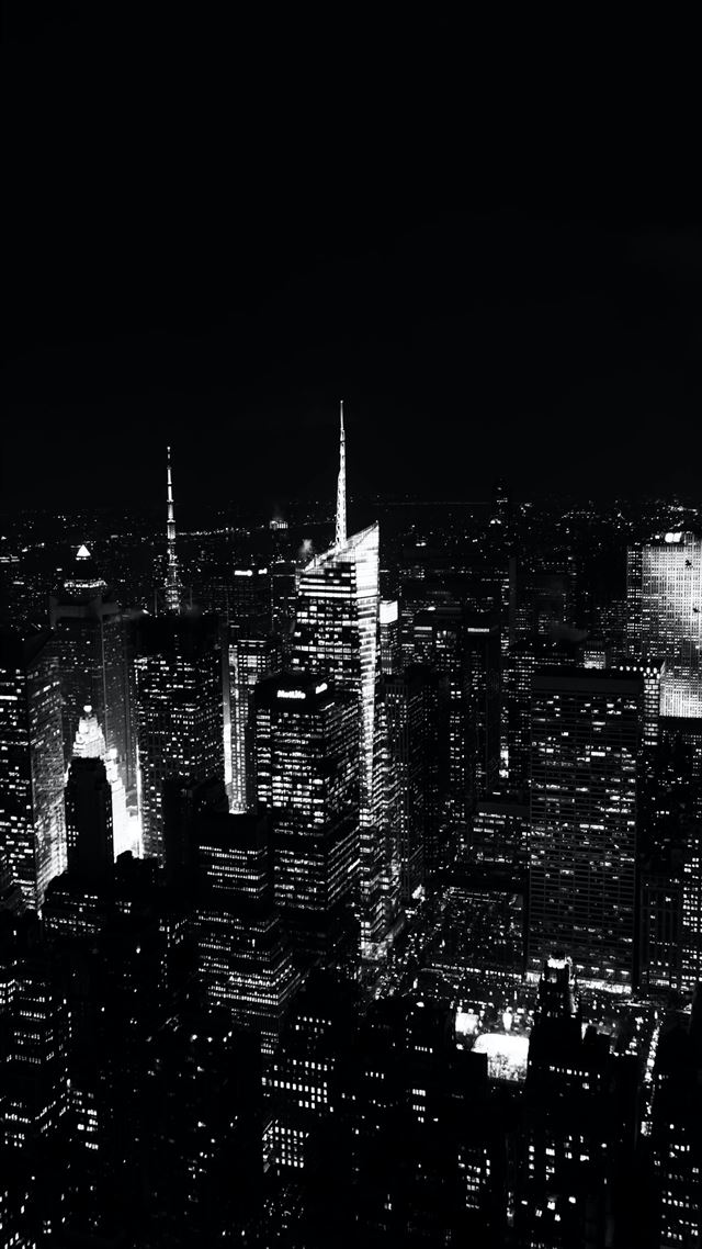1080x1920 grayscale aerial photography Empire State building - night iPhone 8 Wallpaper