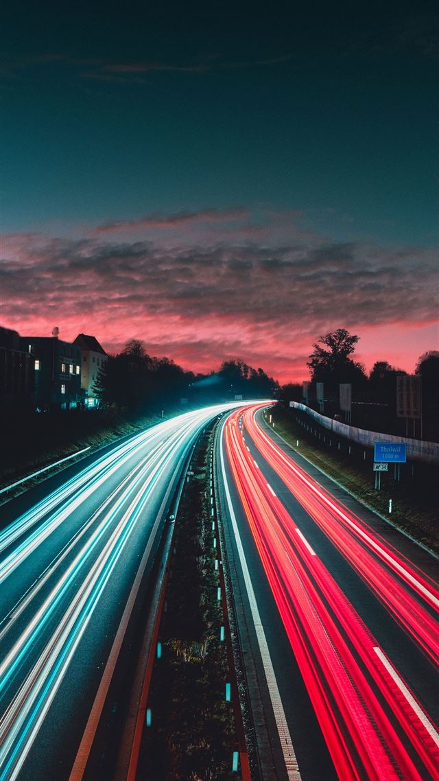 1080x1920 timelapse photography of vehicles at night - road iPhone 8 Wallpaper