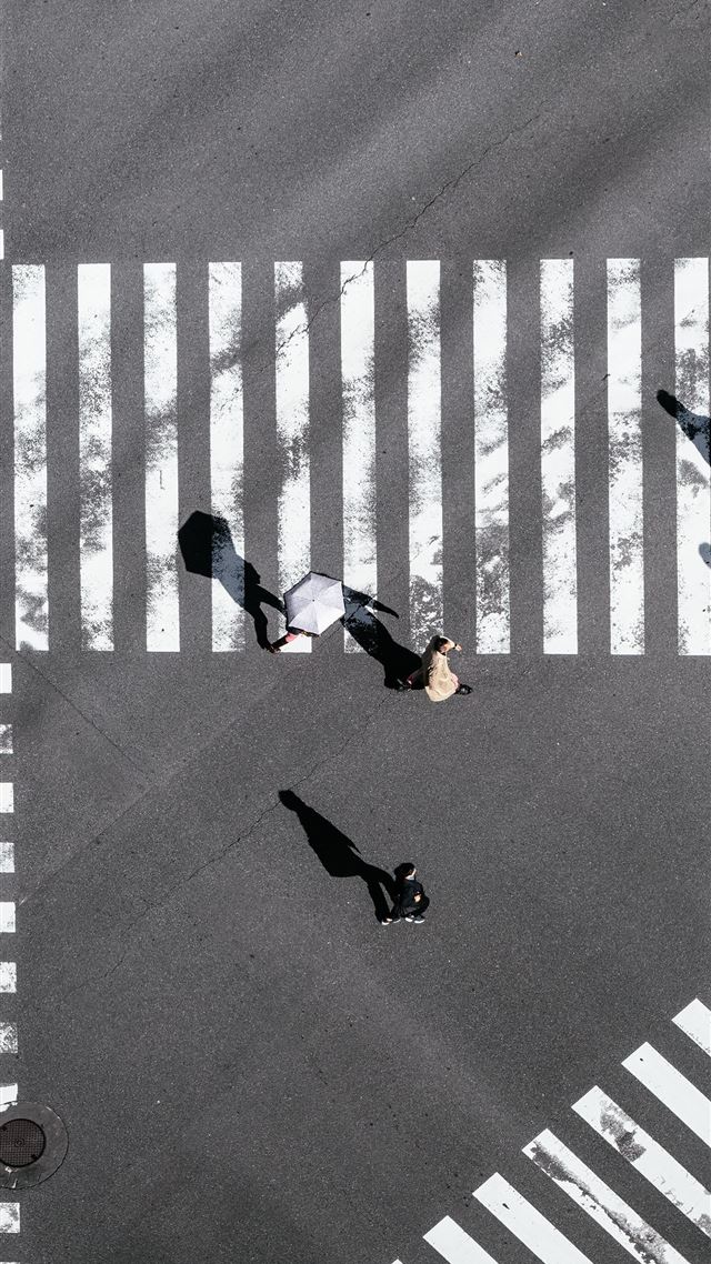 1080x1920 bird's eye view photography of people crossing str... - road iPhone 8 Wallpaper