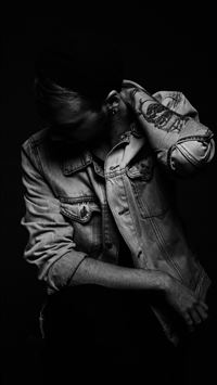 woman wearing denim jacket wallpaper