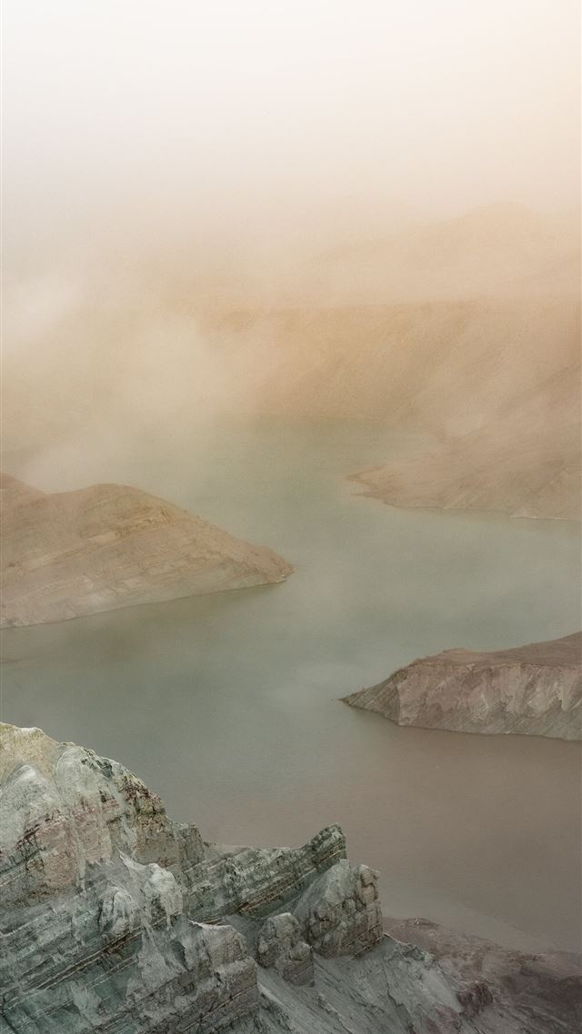 1080x1920 brown and gray mountains near body of water during... - water iPhone 8 Wallpaper