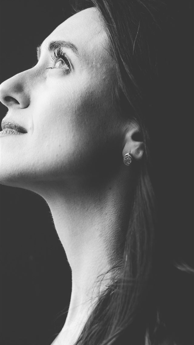 1080x1920 grayscale photography of woman - simple iPhone 8 Wallpaper