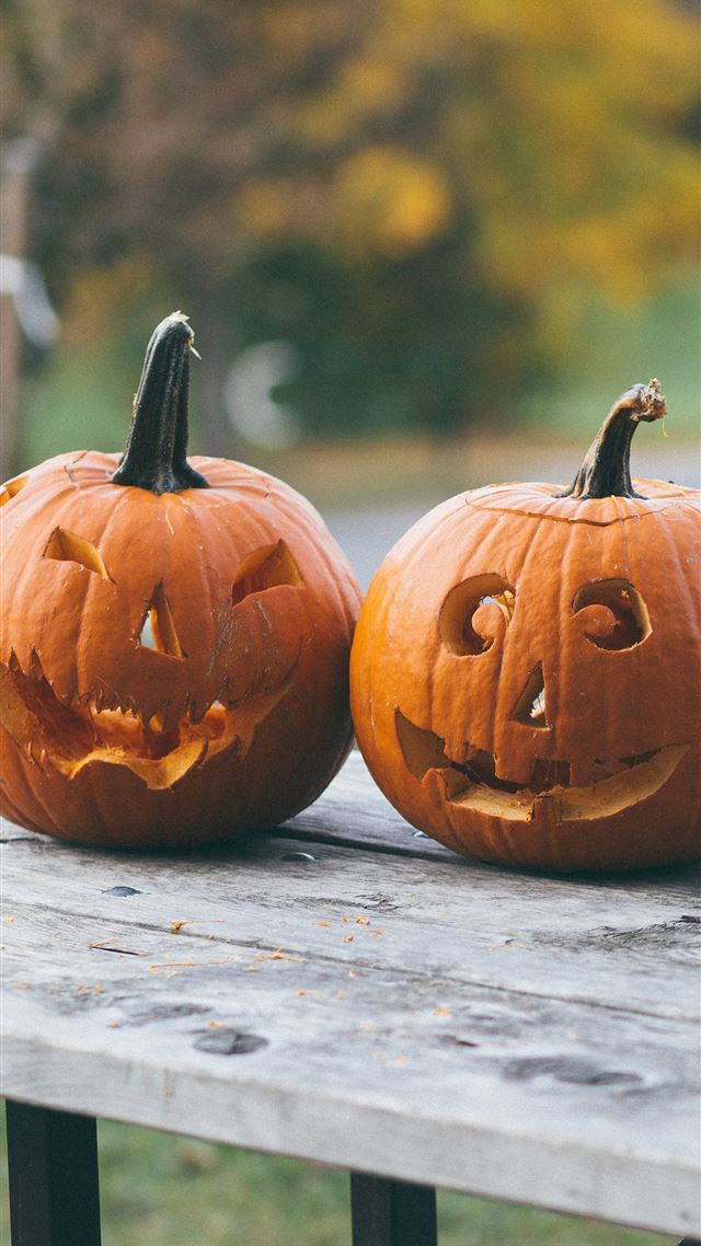 1080x1920 two pumpkins on brown wooden table - pumpkin iPhone 8 Wallpaper