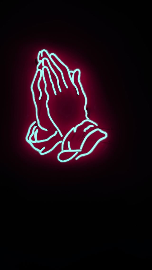 1080x1920 praying hand neon signage - brown iPhone 8 Wallpaper