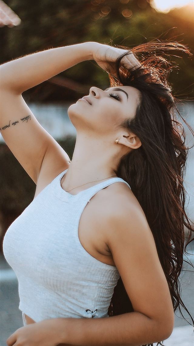 1080x1920 woman wearing white tank crop top -  iPhone 8 Wallpaper