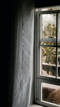 water dew on clear glass sliding window during day... wallpaper