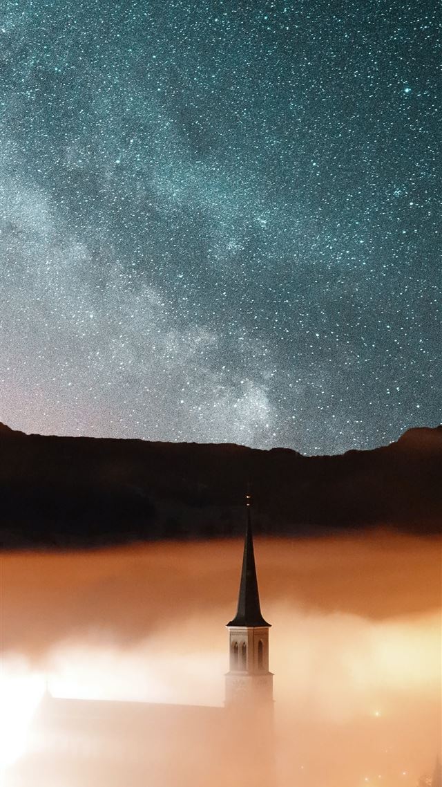 1080x1920 castle surrounded fog - space iPhone 8 Wallpaper