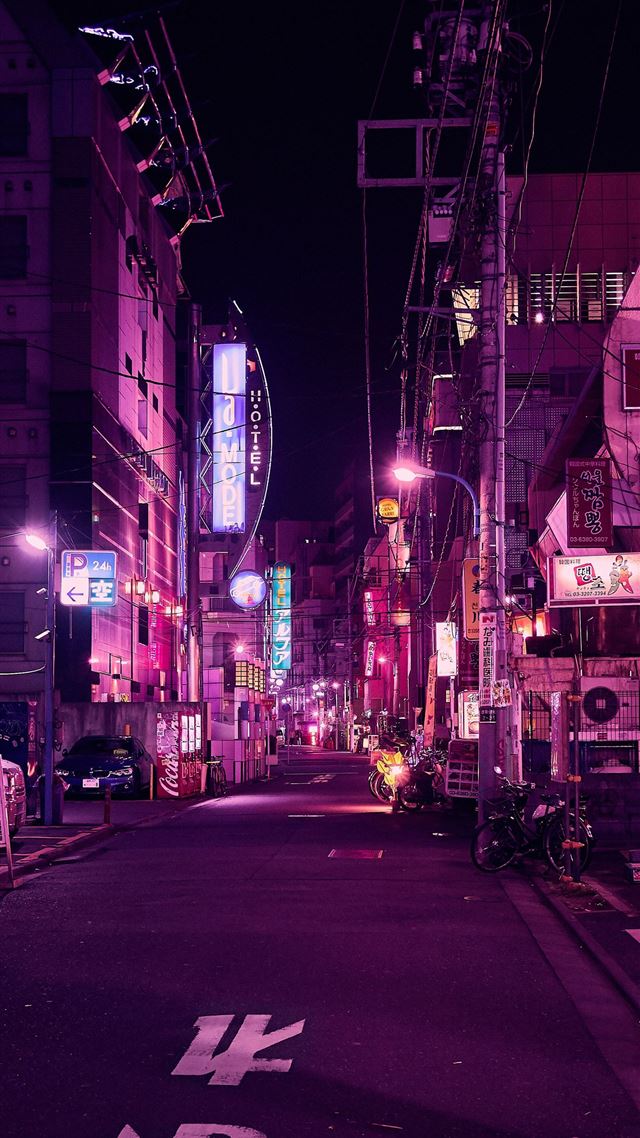 1080x1920 roadway beside commercial buildings - japan iPhone 8 Wallpaper