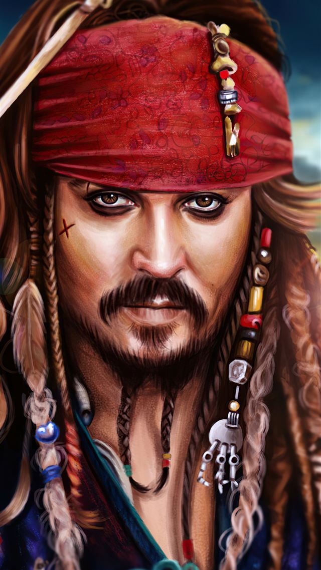 1284x2778 jack sparrow colorful digital 2d art 4k -  iPhone 8 Wallpaper