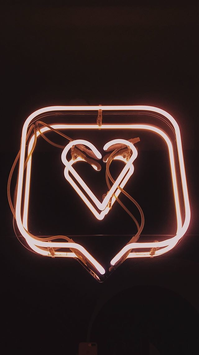1284x2778 lighted square heart neon signage - neon iPhone 8 Wallpaper